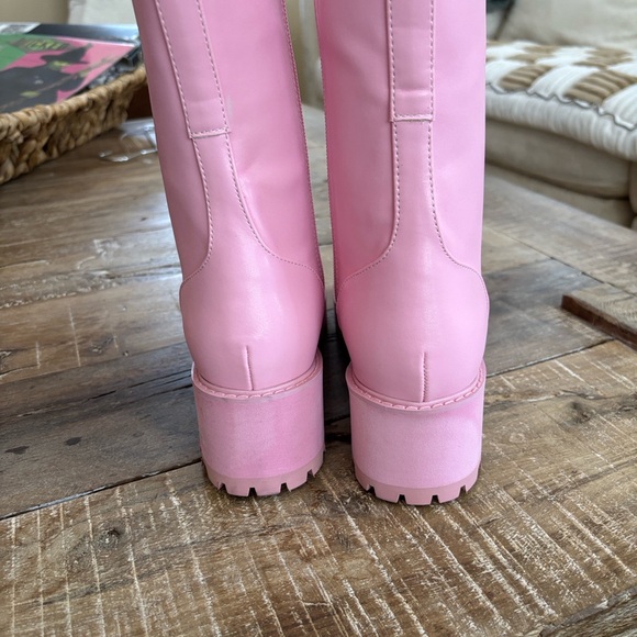 Sugar Thrillz Pink Knee High Combat Boots - Never Worn - Picture 10 of 10